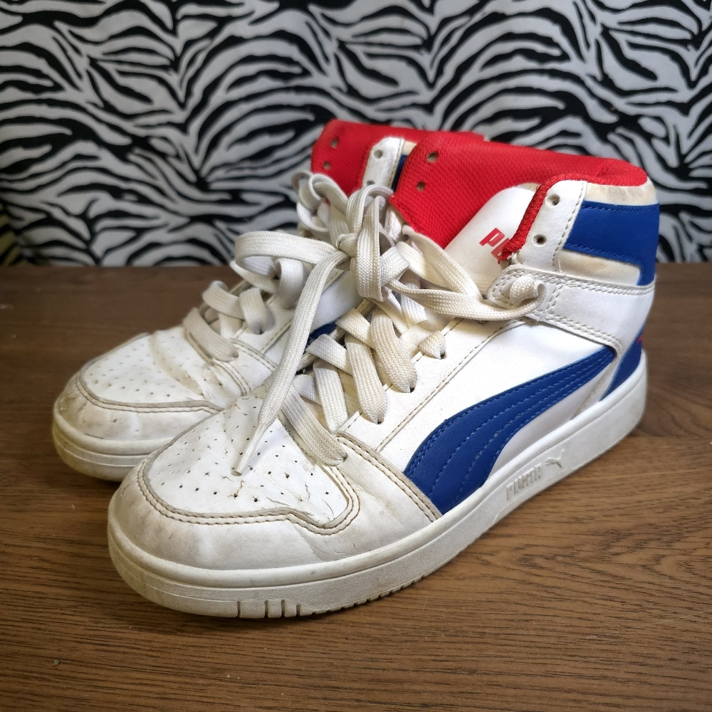 AUCN 0519 Thrifted Youth Boys Sz. 5C Puma White High Top Shoes GWOSLOO1.77